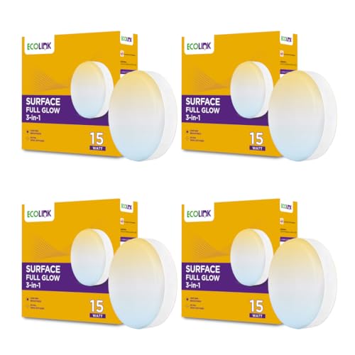 EcoLink 3in1 15W LED Ceiling Light | Scene Switch Full Glow Surface Light for Home & Hall | Tunable White, Pack of 4 - Image 1