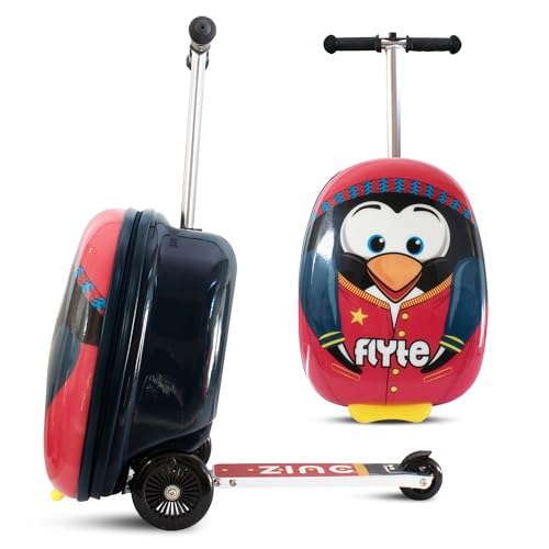 Flyte Perry The Penguin Scooter Suitcase - Rideable, Carry on Compliant 2-in-1 Children's Suitcases, 18 inch Ride on Suitcase for Kids, 25 Litre Capacity Kids' Luggage on Wheels for Children Aged 4+ - Image 1