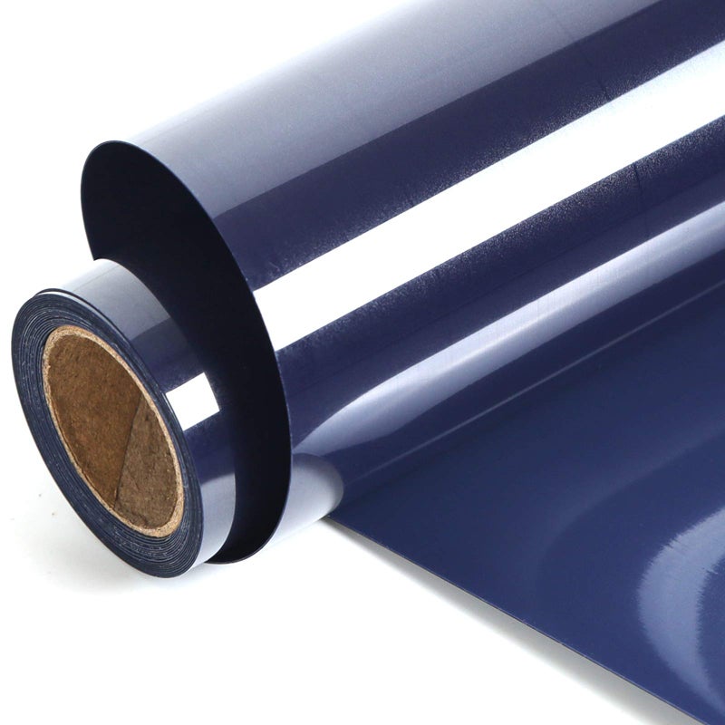 FUNKAKA Navy Blue HTV Heat Transfer Vinyl Rolls, 12" x 9ft Glossy Navy Blue Iron on Vinyl for T-Shirt, Adhesive Navy Blue HTV Vinyl for All Cutter Machines Easy to Cut & Weed for Heat Vinyl Design - Image 1