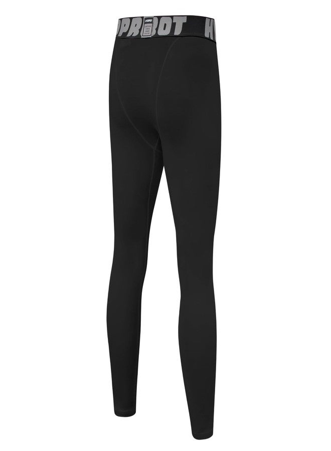 HYCOPROT Boys Thermal Compression Trousers Leggings for Children Breathable Sports Athletic Base Layer Thermal Shorts Quick Drying Trousers for Running Football Basketball, Black, 10 anni - Image 4