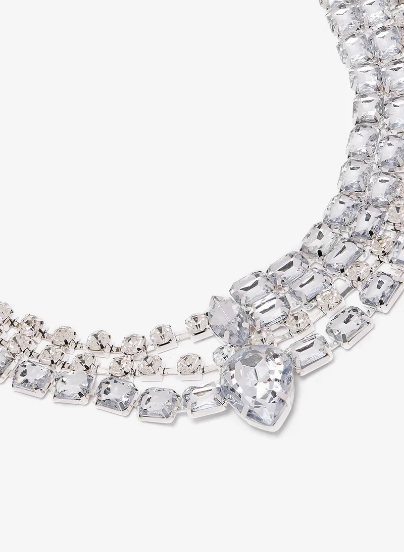 Ella Limited Edition Silver Diamonte Rhinestone Necklace for Women | Best Price UAE