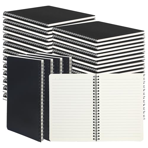 miikoul 60 Packs A5 Spiral Notebooks, Black Ruled Notebooks Bulk, 8.0"×5.6", 60 Sheets/120 Pages, Hardcover Lined Journal Notepad Travel Notebooks for Office and Back to School Supplies - Image 1