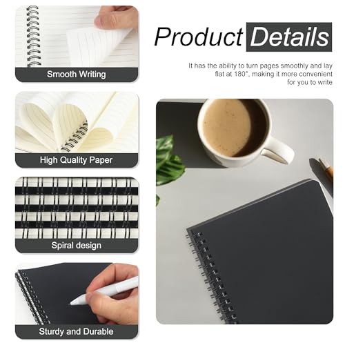 miikoul 60 Packs A5 Spiral Notebooks, Black Ruled Notebooks Bulk, 8.0"×5.6", 60 Sheets/120 Pages, Hardcover Lined Journal Notepad Travel Notebooks for Office and Back to School Supplies - Image 3