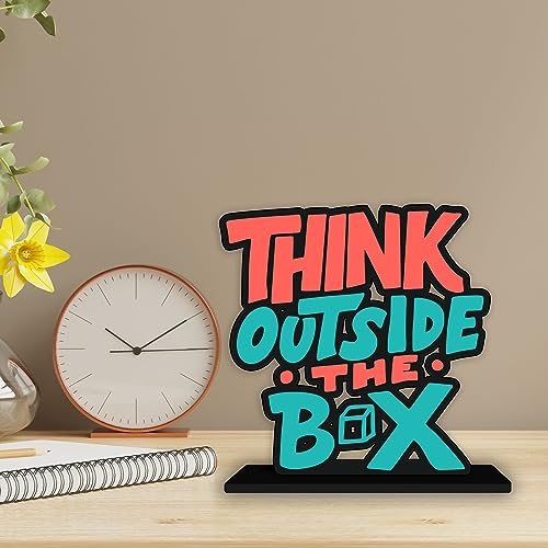 Artvibes Wooden Idols and Figurine Think Outside The Box Quotes Table Decoration for Office Desk|Home Decor Item|Living Room|Modern Art Wood Showpiece Gift Items (Sp_1156) - Image 3