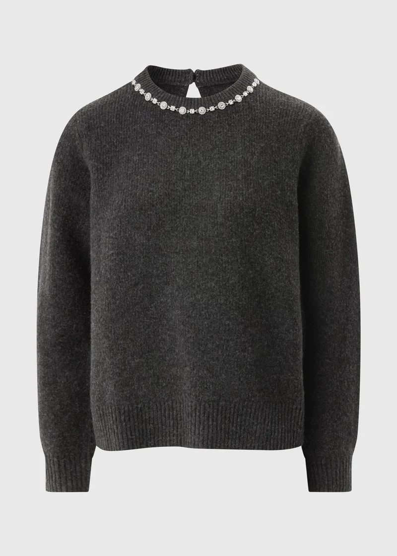 Matalan Charcoal Grey Jewel Neck Jumper