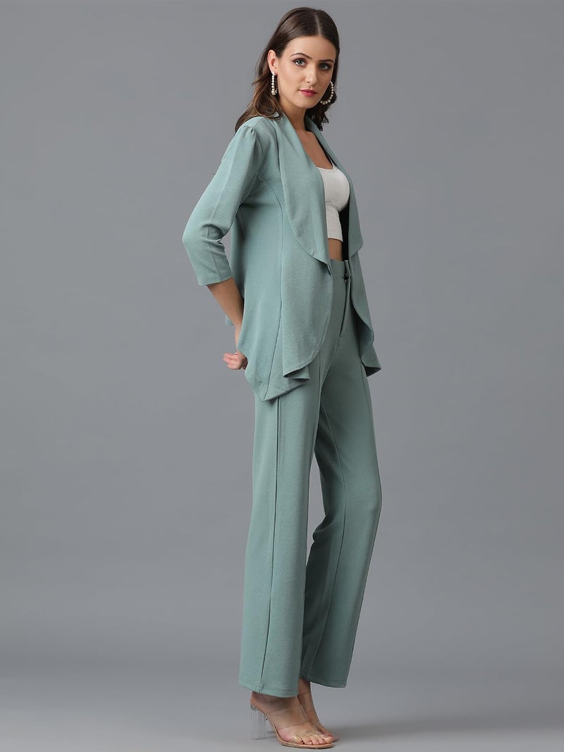 KOTTY Women's Solid Relaxed Fit 3/4 Sleeve Co-ord Blazer and Trouser Set. - Image 2