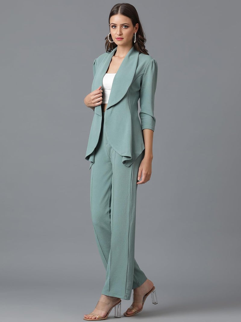KOTTY Women's Solid Relaxed Fit 3/4 Sleeve Co-ord Blazer and Trouser Set. - Image 3