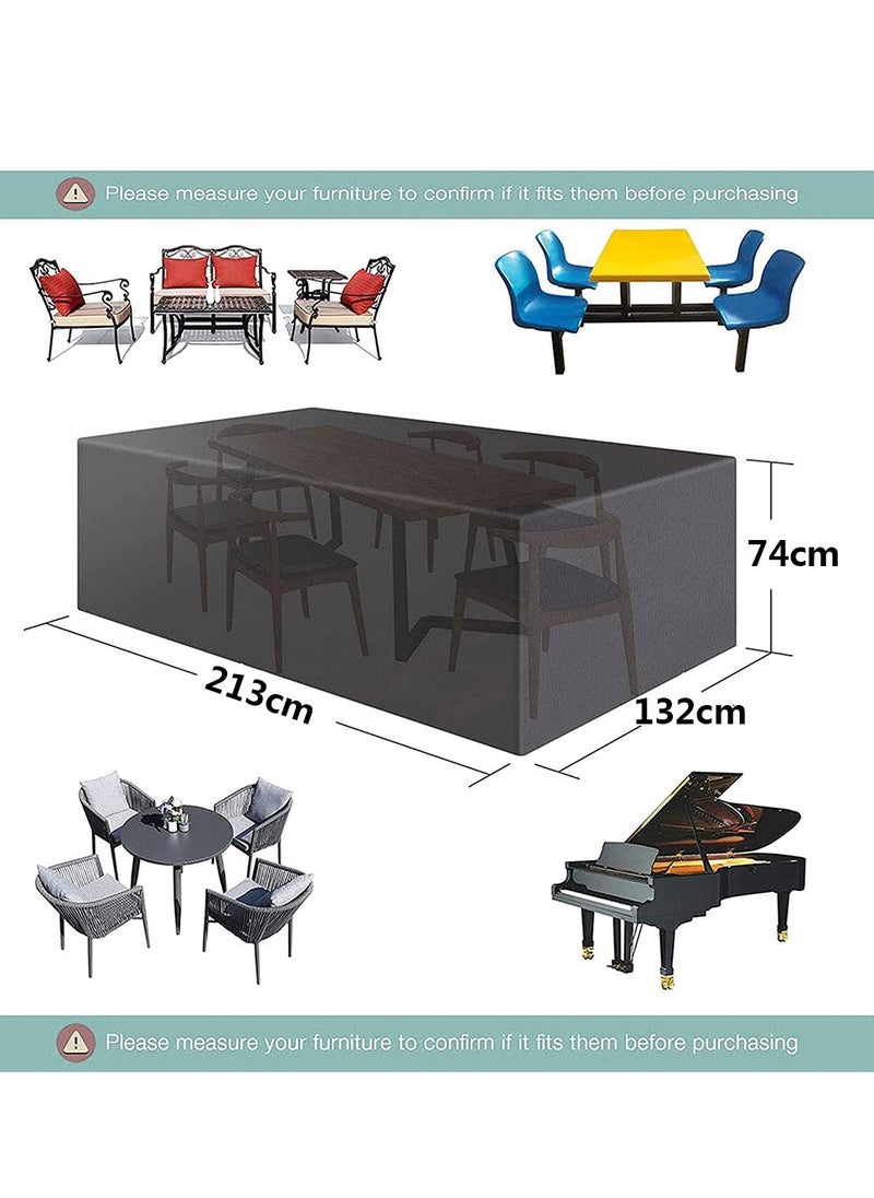 HomarKet Outdoor Waterproof Patio Table Furniture Covers - Rectangle Couch Sectional Cover Outside Weatherproof Patio Furniture Covering for Deck, Lawn and Backyard 213x132x74cm, Grey  - Image 2