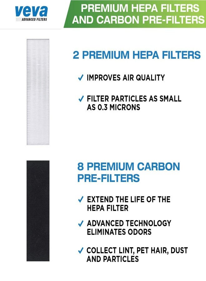 VEVA Premium 2 HEPA Filter with 8 Activated Carbon Pre Filters Compatible with Fellowes AeraMax Air Purifier 90, 100, 90/100, DX5 & DB5 9287001 9324001 - Image 3