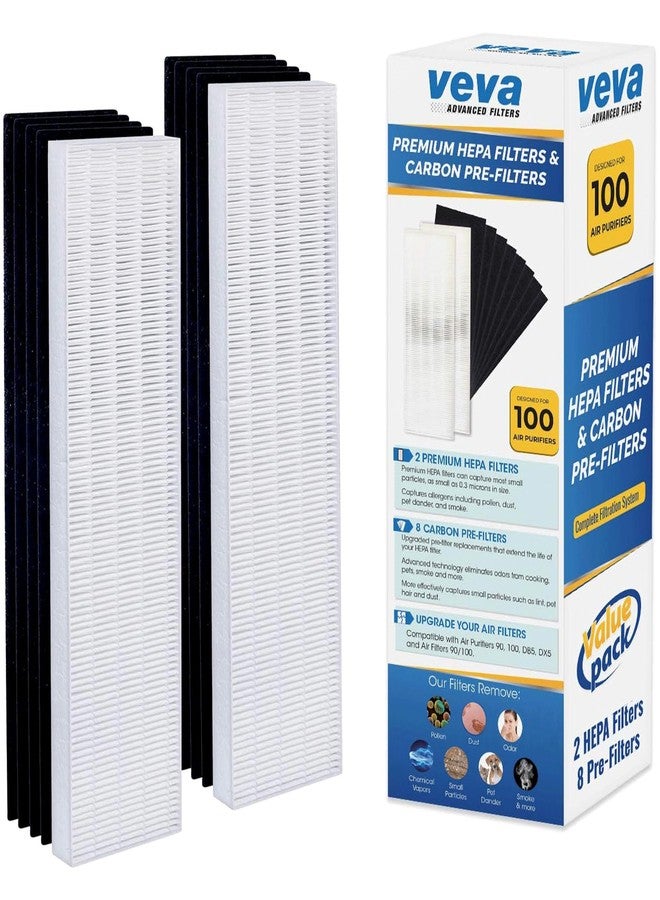 VEVA Premium 2 HEPA Filter with 8 Activated Carbon Pre Filters Compatible with Fellowes AeraMax Air Purifier 90, 100, 90/100, DX5 & DB5 9287001 9324001 - Image 1