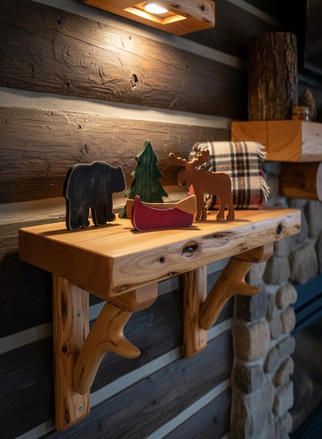 Yookeer 5 Pcs Wooden Forest Shelf Table Decorations Bear Moose Canoeing Boat Oar Mountain Wood Table Sign Tabletop Rustic Gifts for Cabin Lodge Home Nursery Room Decor - Image 4