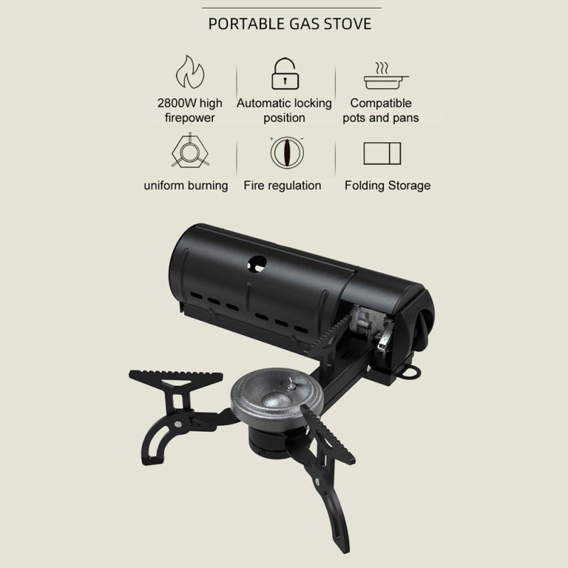 CLS Camping Stove 2800W Black - High Power Stable Firepower Cassette Stove for Outdoor Camping Picnics Backpacking Hiking - Image 2