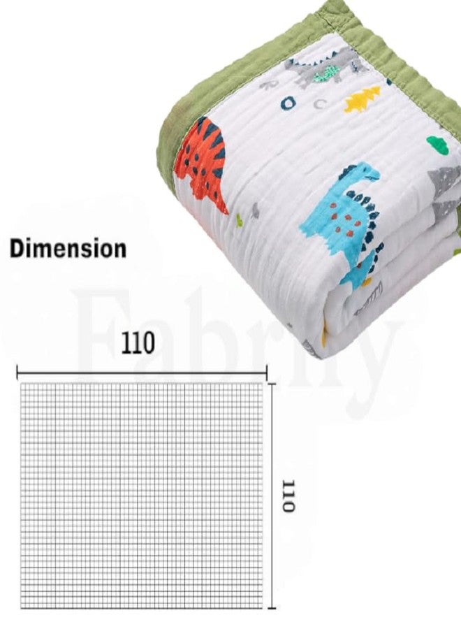 Fabrify Pure Organic Cotton 6 Layer Muslin Blanket for Baby | Ultra-Soft Swaddling Towel for Newborns and Toddlers |110 X110 Cm | 0-3 Years (Fix Design), Pack of 1, Multicolor (Dino) - Image 2
