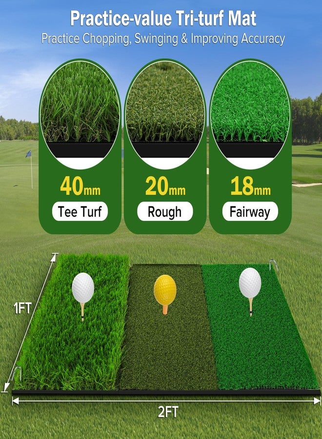 Narremcoy Golf Chipping Net with Tri-Turf Hitting Mat Set - Foldable Practice Target, 12 Foam Balls & 6 Tees in Carry Bag - Indoor Outdoor Backyard Golf Precision Training Gift & Aid for Beginners - Image 3