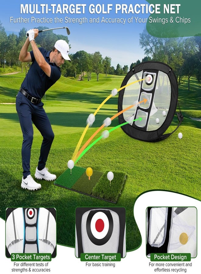 Narremcoy Golf Chipping Net with Tri-Turf Hitting Mat Set - Foldable Practice Target, 12 Foam Balls & 6 Tees in Carry Bag - Indoor Outdoor Backyard Golf Precision Training Gift & Aid for Beginners - Image 5