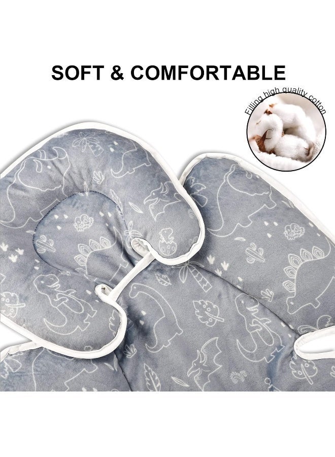 DILIMI Baby Car Seat Head and Body Support, 2-in-1 Infant Car Seat Insert, Soft Cushion for Car Seat, Stroller, Bouncers, Dinosaur - Image 2