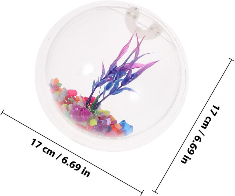 SHINEOFI Wall Mounted Acrylic Fish Bowl Aquarium 17cm Hanging Fish Tank for Home Decor with Nail Installation Suitable for Living Room Aquatic Pets Random Color - Image 2