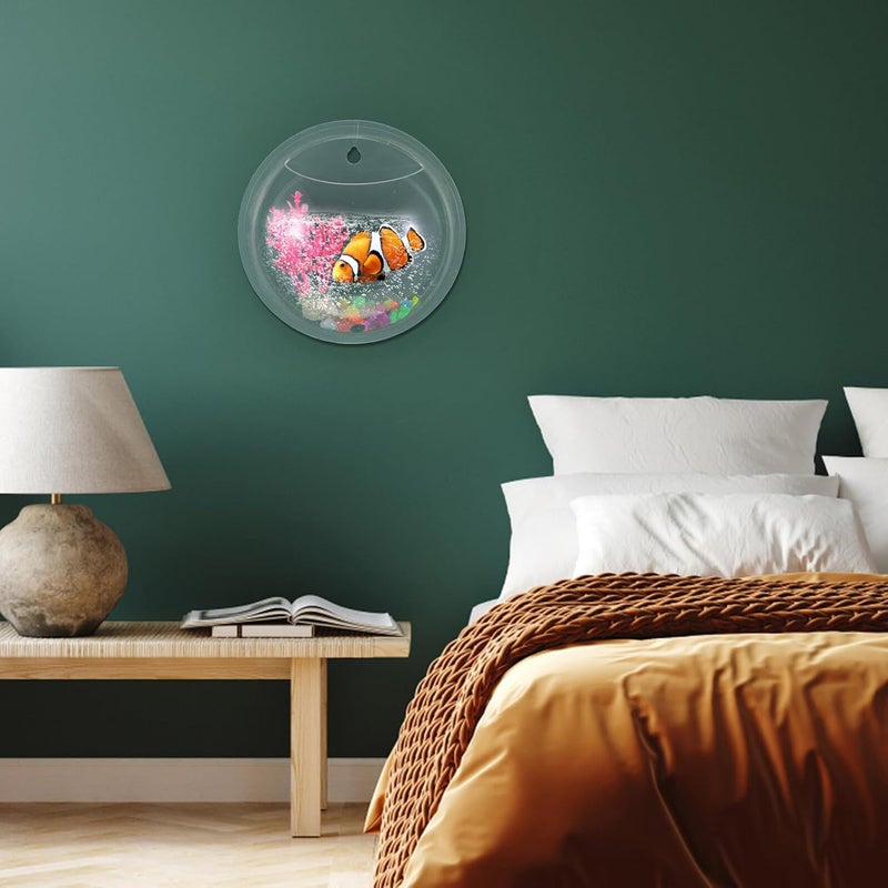SHINEOFI Wall Mounted Acrylic Fish Bowl Aquarium 17cm Hanging Fish Tank for Home Decor with Nail Installation Suitable for Living Room Aquatic Pets Random Color - Image 5