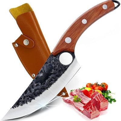 TENDULA Viking Knives Japanese Style Meat Cleaver Forged Boning Knife with Sheath High Carbon Steel Chef Knife for Kitchen Butcher Knife - Image 1
