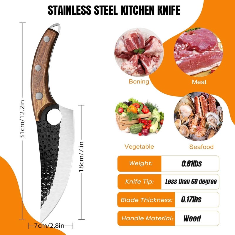 TENDULA Viking Knives Japanese Style Meat Cleaver Forged Boning Knife with Sheath High Carbon Steel Chef Knife for Kitchen Butcher Knife - Image 2