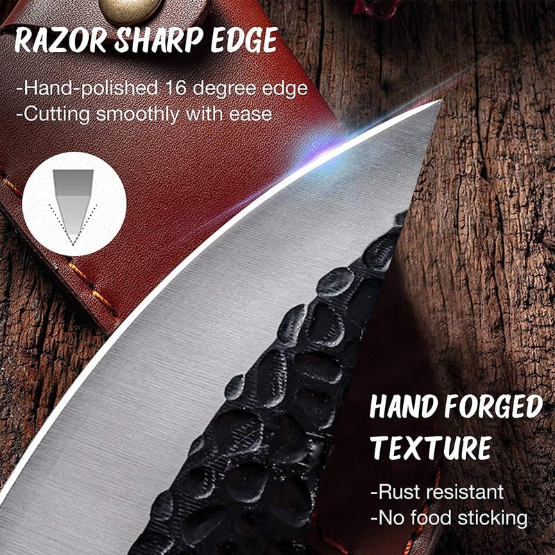 TENDULA Viking Knives Japanese Style Meat Cleaver Forged Boning Knife with Sheath High Carbon Steel Chef Knife for Kitchen Butcher Knife - Image 4