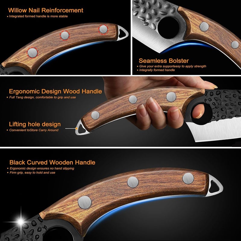 TENDULA Viking Knives Japanese Style Meat Cleaver Forged Boning Knife with Sheath High Carbon Steel Chef Knife for Kitchen Butcher Knife - Image 5