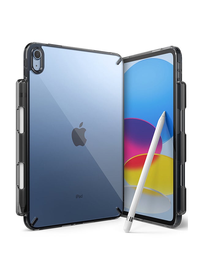 Fusion For iPad 11th Generation Case (A16, 2025) and iPad 10th Generation Cover (2022) Transparent Shockproof Back with Pencil Holder -Smoke Black Smoke Black