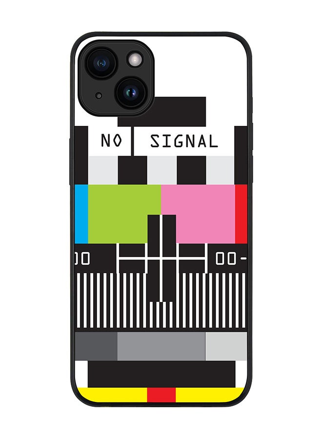 Stylizedd Cover for iPhone 15 Plus Case Rugged Black Slim fit Soft Flexible Anti Drop TPU Gel Thin Protective Phone Cases - No Signal TV - Image 1