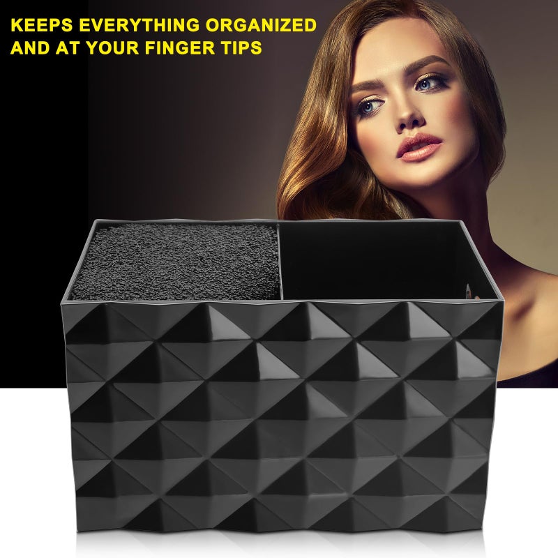 NICEMOVIC Barber Scissors Holder Box, Barber Accessories Barber Supplies, Professional Salon Hairdressing Scissors Rack Holder Storage Organizer for Hairstyling Combs Clips Brushes (Black) - Image 3