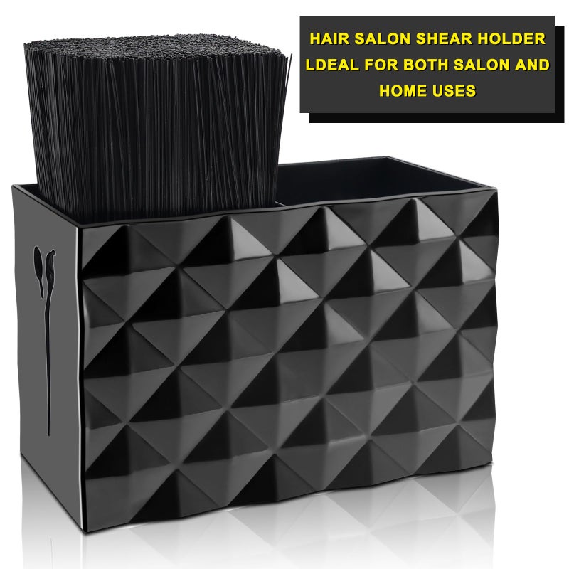 NICEMOVIC Barber Scissors Holder Box, Barber Accessories Barber Supplies, Professional Salon Hairdressing Scissors Rack Holder Storage Organizer for Hairstyling Combs Clips Brushes (Black) - Image 2