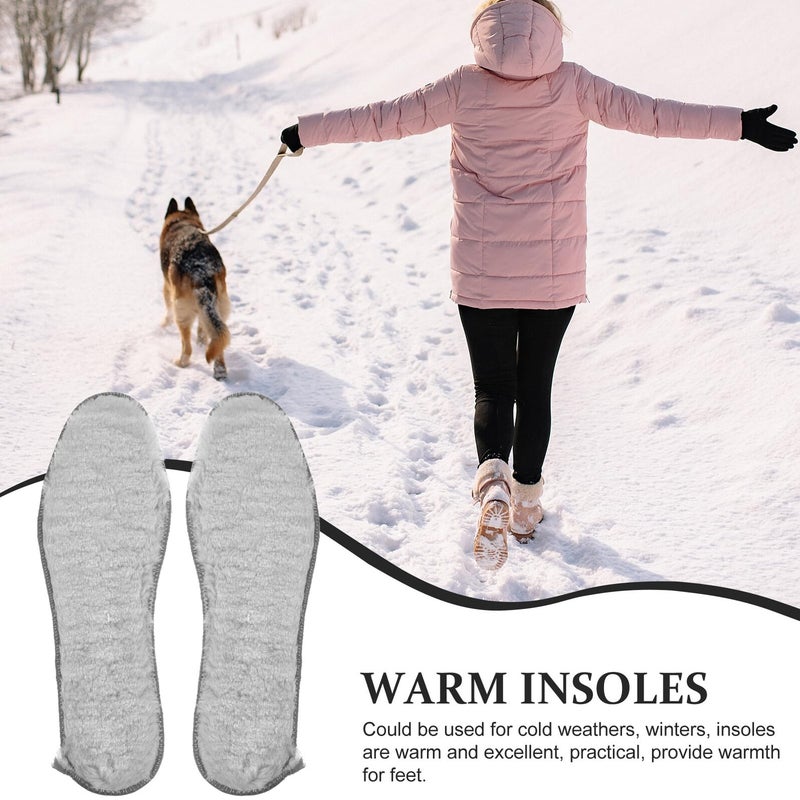 Warm Winter Insoles For Women Thick Plush Thermal Boot Liners Size 41 Gray 4 Pairs - Image 4