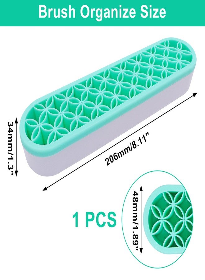 GDFYMI 1Pcs Makeup Brushes Holder Silicone Make Up Brush Holder Stand Makeup Vanity Brush Holders for Painting Pen Brushes Nail Clippers Drill Pens Ruler Sewing Craft Tools (Green) - Image 2