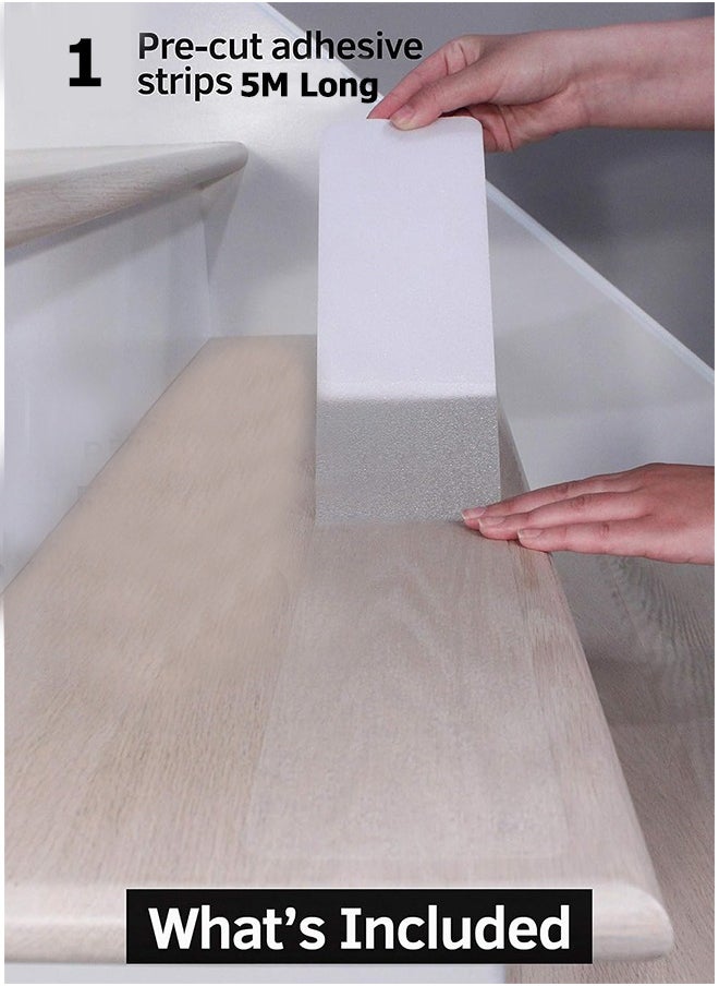 Joybos Anti Slip Tape for Indoor Outdoor Stair Treads 5M Long 5CM Wide Each Roll Easy Install - Clear Anti-Slip Indoor Strips Non-Slip Traction Grip Tape to Tubs, Boats, Stairs  - Image 2