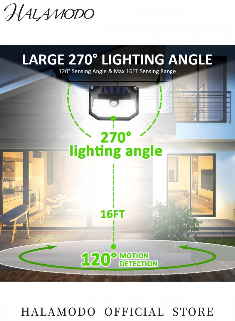 HALAMODO 44 LED Solar Power Outdoor Wall Light Lamp Black 18 x 12 6centimeter  - Image 2