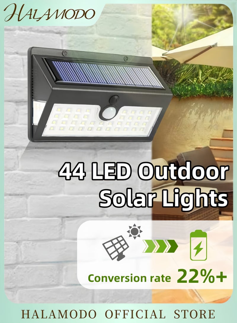 HALAMODO 44 LED Solar Power Outdoor Wall Light Lamp Black 18 x 12 6centimeter  - Image 1