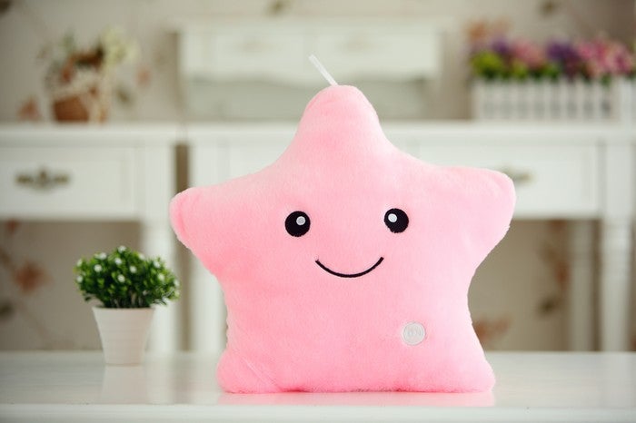 Colorful Glowing Star Plush Pillow with Music - Soft Decorative Toy  Gift