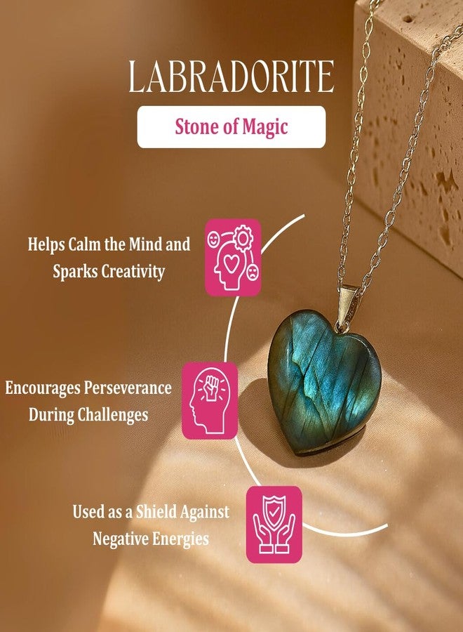 GEMPIRES NATURE’S TREASURE Store Gempires Labradorite Heart Pendant Necklace Genuine Crystal Silver Plated Uniex Jewelry - Image 3