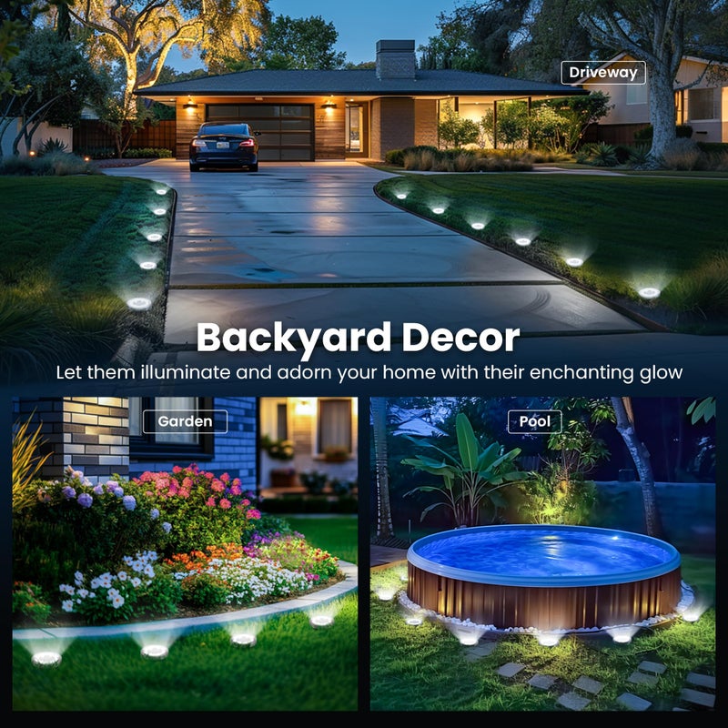 SOLPEX 10 Pack Solar Ground Lights Outdoor Waterproof, Solar Powered Pathway Lights, Landscape Lighting for Garden Walkway Driveway Backyard Decor (Cool White) - Image 2