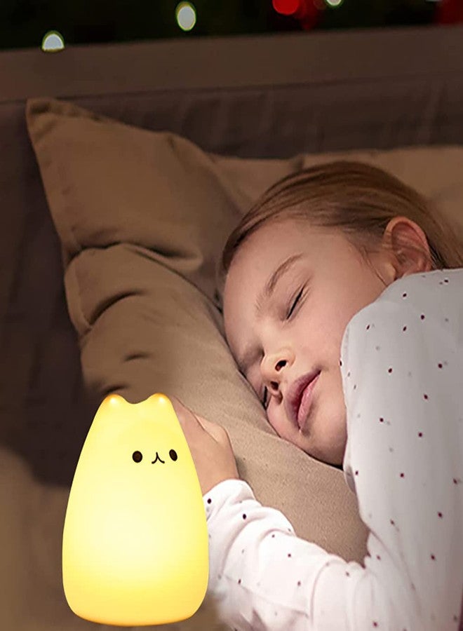 GLOWSERIES مصباح ليلي على شكل قطة من سلسلة GLOWSERIES للأطفال، مصباح ليلي على شكل قطة، مصباح سيليكون لطيف بسبعة ألوان، ديكور غرفة، قابل لإعادة الشحن عبر منفذ USB، مصباح قطة سيليكون لطيف متعدد الألوان بتقنية LED، هدايا للأطفال الرضع والأطفال والفتيات المراهقات - Image 4