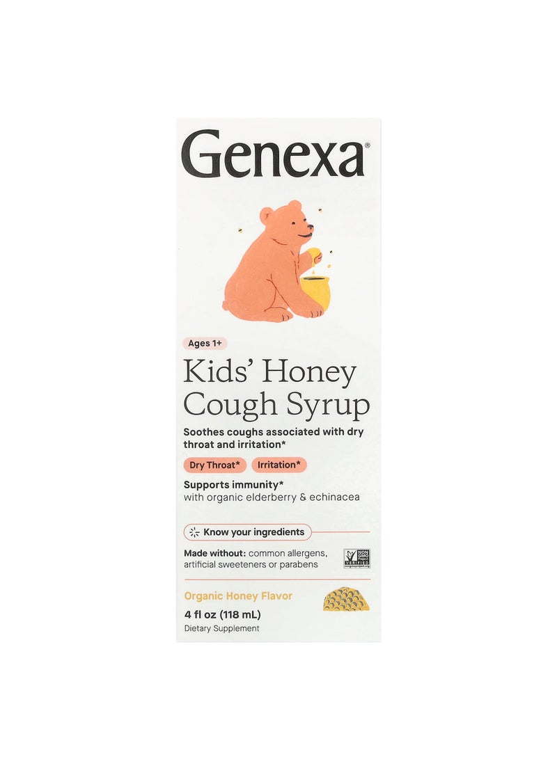 Kids' Honey Cough Syrup, Ages 1+, Organic Honey, 4 fl oz (118 ml)
