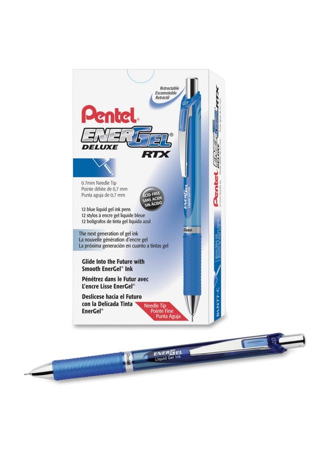 Pentel ® Energel™ Deluxe Rtx Retractable Pens, Needle Point, 0.7 Mm, Blue Barrel, Blue Ink, Pack Of 12 Pens - Image 4