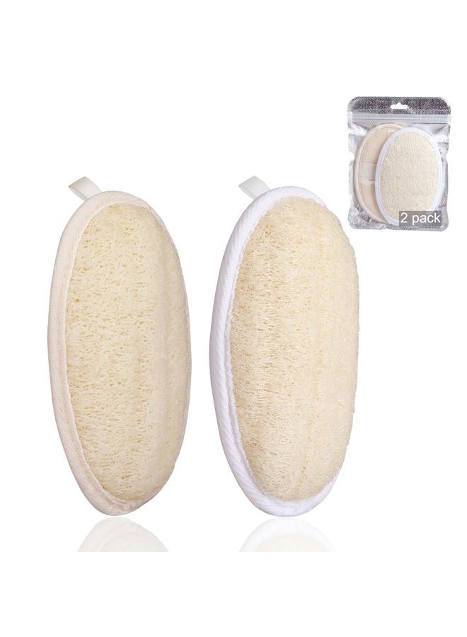 symbuth 2 Pack Exfoliating Shower Loofah Sponge Pads, Body Scrubber for Men Women Removing Dead Skin, Made with Natural Luffa and Terry Cloth, 5.9x3.7IN Loofahs Mesh Pouf Body Glove for Bath Spa - Image 1