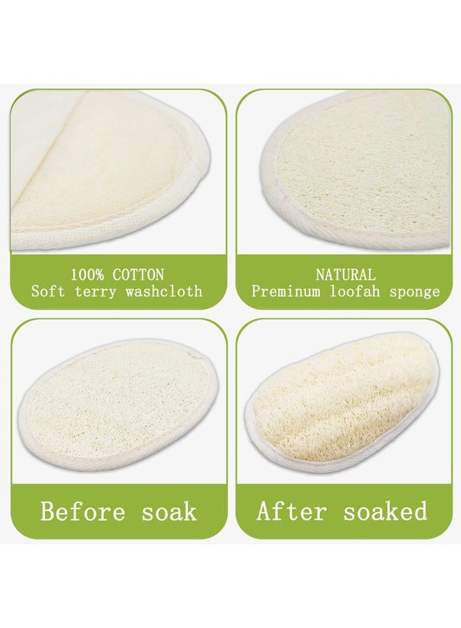 symbuth 2 Pack Exfoliating Shower Loofah Sponge Pads, Body Scrubber for Men Women Removing Dead Skin, Made with Natural Luffa and Terry Cloth, 5.9x3.7IN Loofahs Mesh Pouf Body Glove for Bath Spa - Image 2