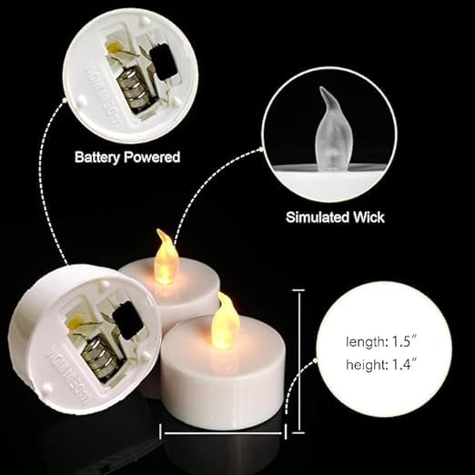 VERVENIX (Pack of 24 LED Tea Light Candles – Battery-Operated Flameless & Smokeless Decorative Lights for Diwali, Home Temple, Pooja and Holiday Decorations - Image 3