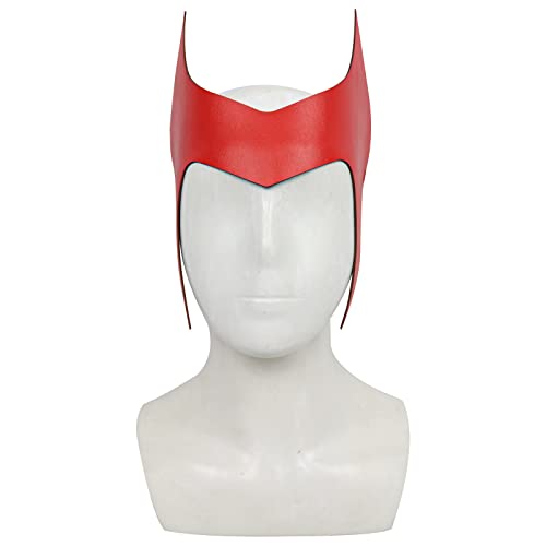 Bulex Red Witch Crown Headpiece Cosplay Costumes Mask Crown Prop Halloween Masquerade Vision Leather Headgear(A) - Image 2