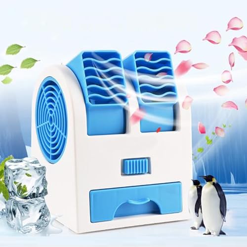 Eyuvaa Label مبرد محمول صغير من EYUVAA يعمل بالبطارية وUSB زمن التشغيل 1.5 ساعة مروحة تبريد هواء مزدوجة مع حجرة ثلج للأطفال والسفر والمكتب والمطبخ (متعدد الألوان) - Image 1