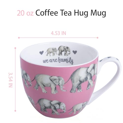 MFoffice Premium 20 oz Bone China Elephant Hug Mug – Cute Elephant Design for Coffee & Tea, Ideal Holiday, Birthday, and Christmas Gift for Family and Friend, Designed in England by Harvest Green Studio - Image 3