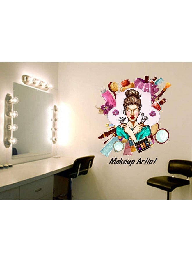 DivineDesigns DivineDesigns™ PVC Vinyl Self-Adhesive Parlour Girl Makeup Artist Wall Sticker for Parlour Decoration or Girls Women Room (20 X 24 Inch) - Image 1