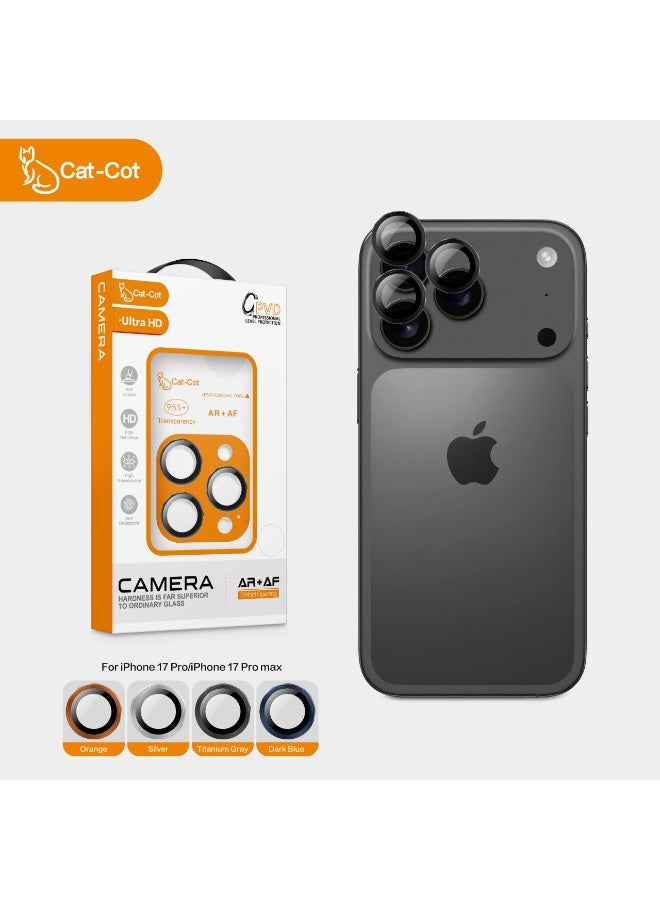 Cat - Cot Cat-Cot Ultra HD Camera Lens Protector for iPhone 17 Pro / 17 Pro Max – Anti-Scratch, 95% Transparency, AR+AF Coating, (Titanium Gray) - Image 1