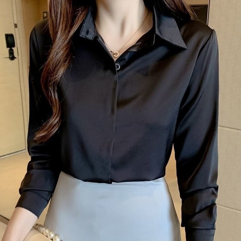 Spring New White Shirt Female Professional Blue Long Sleeve Chiffon Interview Dress Shirt Work Clothes Loose Top Summer - Image 4